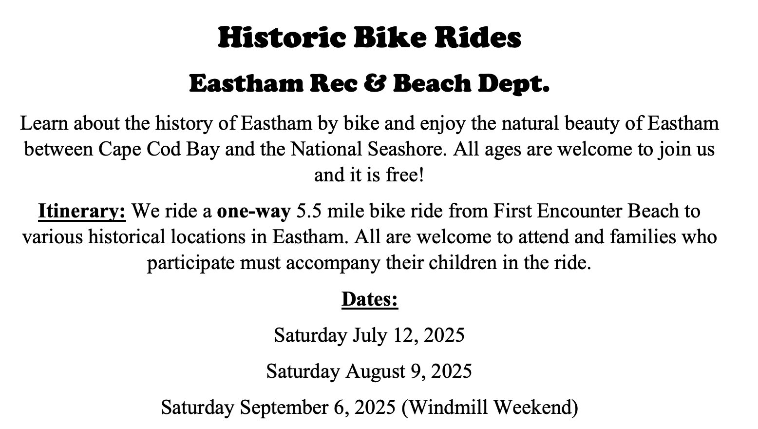 sat 6 sep 2025: history bike ride
